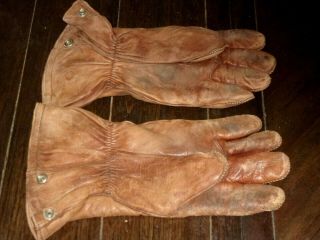 Wwii Us Aaf Army Air Force F2 & F3 Electrically Heated Leather Flying Gloves