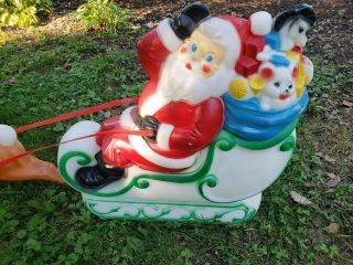 Santa W/ Sleigh Reindeer Lighted Blow Mold,  72 " Christmas Yard Decoration Rare