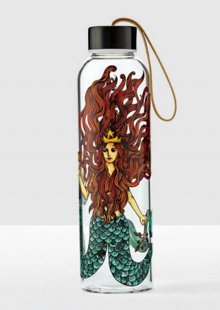 Starbucks Siren Glass Water Bottle With Nylon Wristlet Strap 17 Fl Oz Nib