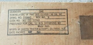 WW2 US.  50 Cal Machine Gun Cleaning Kit in Dated May 1944 Box 3
