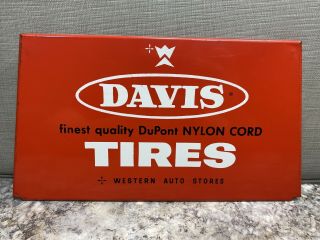 Vintage 1960’s Davis Tires Heavy Duty Metal Rack Holder Store Display Sign Side