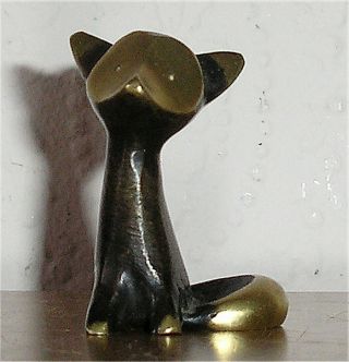 Walter Bosse Black & Gold Brass " Fox Or Cat " Marked Baller Austria Circa 1950