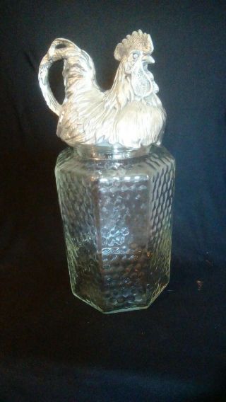Arthur Court Aluminum And Glass Medium Rooster Cannister 15 "