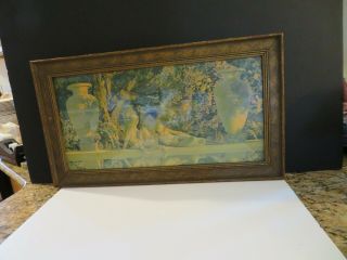 1918 Maxfield Parrish - " The Garden Of Allah " - 20 3/4 X 11 3/4 " Framed - Art Deco