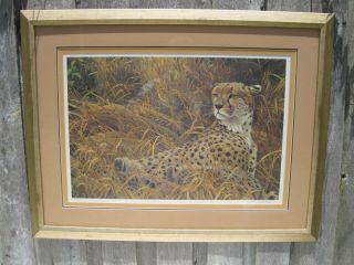 Robert Bateman Cheetah With Cubs,  Matted And Framed Signed