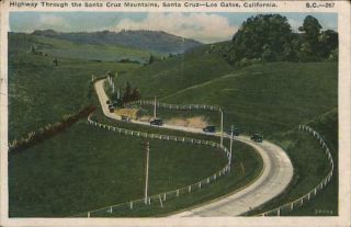 1935 Los Gatos,  Ca Highway Through The Santa Cruz Mountains Santa Clara County