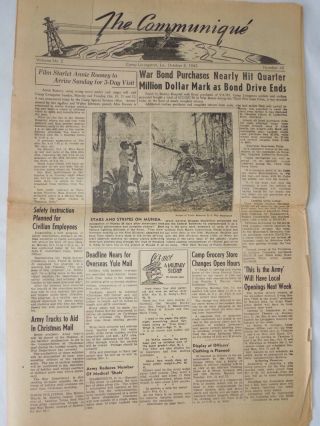 Wwii Us Army Camp Newspaper The Communique Camp Livingston,  La 1942