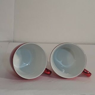 2 2007 STARBUCKS 16 oz.  HOLIDAY Ceramic Coffee Mug METALLIC RED 2