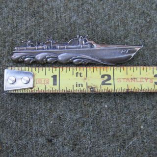 Wwii Usn Navy Pt Boat Full Size Badge Sterling P/b W/ Patent Mark