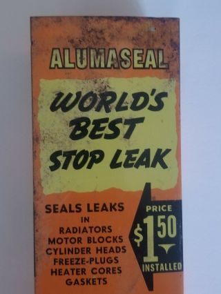 Vintage Late 50 ' s - Early 60 ' s ALUMASEAL STOP LEAK Tin Store Retail Display Rack 2