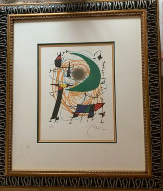 Joan Miro,  “la Lune Verte” (green Moon) - Pencil Signed Ltd Ed Lithograph,  Framed