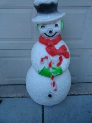 Rare Vintage Union Products 40 " Dimpled Snowman Blow Mold Lighted Yard Decor