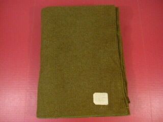 Wwii Era Us Army Brown Wool Blanket - W/lable - Dated 1943 - Xlnt