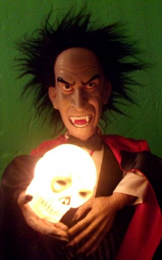 Vtg 24 " Telco Vampire Dracula Moving Motion - Ette W/ Lighted Skull Halloween Rare