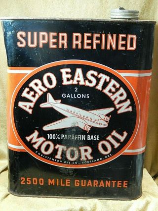 Vintage Aero Eastern Motor Oil Can 2 Gallon 1950 