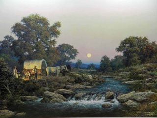 Larry Dyke Zechariah 14:7 Frontier Landscape Country Covered Wagon Western Water