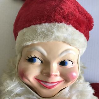 Vintage Santa Plush Pretty Face 36 Rushton My Toy Musical Jingle Bells Celluloid