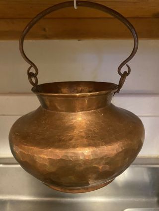 Vintage Hammered Copper Pot Pretty Shape Copper Handle