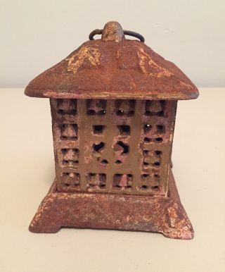 Vintage Cast Iron Pagoda Garden Lamp Lantern 5” Tall