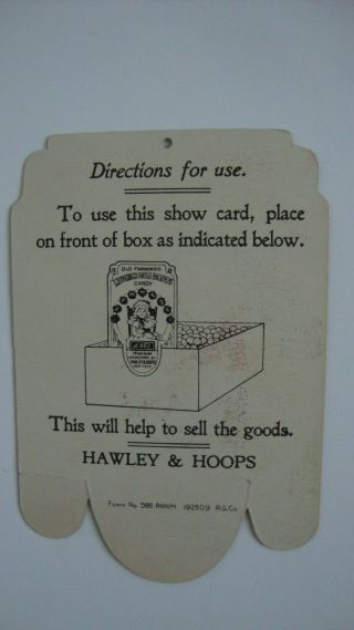 1900 ' s Advertising Sign Trade Card Die Cut Licorice Gum Drops Hawley & Hoops NY 3