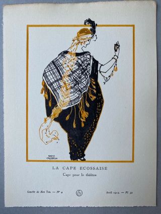 Garcia Calderon - La Cape Ecossiase Pochoir - Gazette Du Bon Ton - 1914
