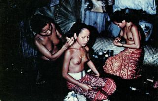 Malay Malaysia,  Sarawak Borneo,  Nude Dayak Women In Longhouse (1970s) Ss - 46