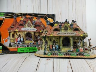 2008 Lemax Spooky Town Phantom Station Lighted & Sounds Train Station Watch Vid