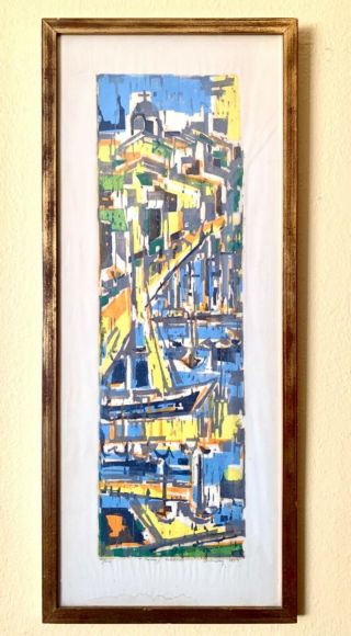 Werner Drewes,  Sunny Harbor Marseille,  Woodcut,  1957 Signed - W/coa App.  $3k
