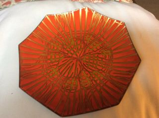 Annemarie Davidson Mid Century Enamel Copper Plate Orange - 6”