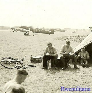 Best Luftwaffe Airmen Resting On Airfield By Me - 109 Fighter Planes (jg.  53)