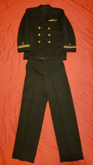 Ww2 Us Navy Officers Uniform Ltjg With 1/2 Inch Ribbon Bars Long Pin