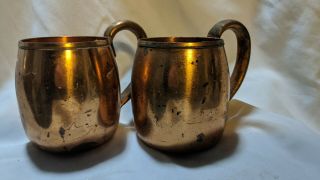 2 Vintage Solid Copper Moscow Mule Cups Mugs West Bend Aluminum Co Tarnished