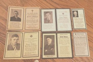 6 Ww2 German Death Cards - Memorials - Of Kia Killed In Action Soldiers