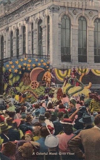Postcard A Colorful Mardi Gras Float Orleans La 1948