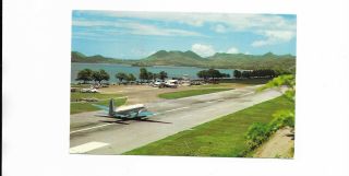 St Lucia British W Indies Vigie Airport Postcard Liat Hs748 Alm Fokker F27