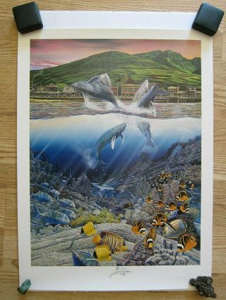 1987 Robert Lyn Nelson ' s LAHAINA RHYTHMS LAND AND SEA Triptych Serigraph,  Signed 2