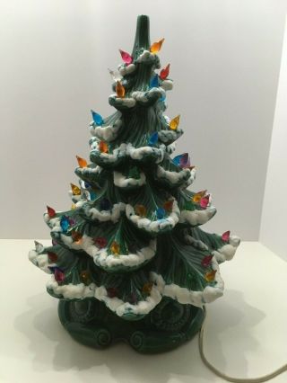 Vintage Atlantic Mold 17 " Ceramic Lighted Christmas Tree Musical