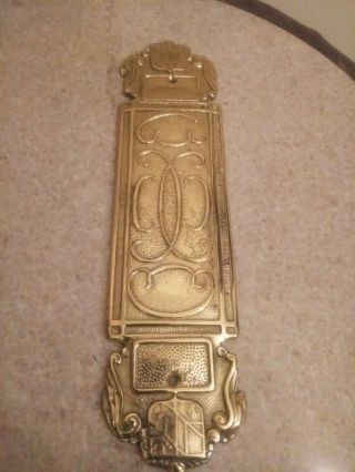 Vintage Virginia Metalcrafters Ornate Brass Door Push Plate 3 " X 11 " X 1/4 "