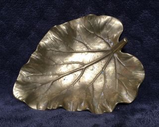 Vintage Virginia Metalcrafters Solid Brass Rhubarb Leaf,  5 1/2 Inches Long.