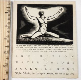 Rockwell Kent Male Nude Weyhe Galleries Exhibition Invitation Card 1926 Art Deco