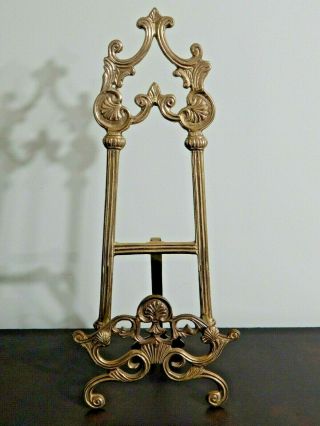 Vintage Large 16 " High Ornate Solid Brass Picture Frame Painting Display Easel