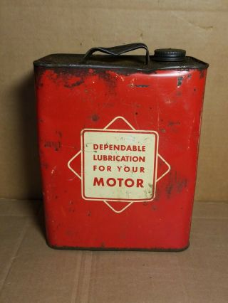 Vintage Erickson Special Motor Oil Can Two U.  S Gallons S.  A.  E.  30 100 Pabaffin 3