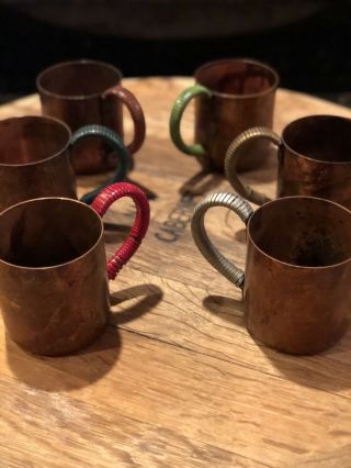 Antique Copper Moscow Mule Mugs Tankards Set 6 Cups Cock N Bull