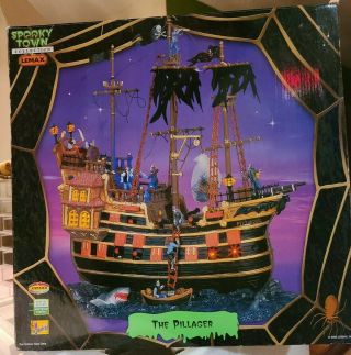 Lemax Spooky Town The Pillager Pirate Ship Halloween Animated Lights & Sound Euc