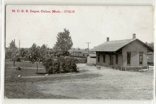 Michigan Central Railroad Train Depot Colon,  Michigan; Postcard St.  Joseph Co.