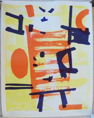 Emerson Woelffer 1954 22x17 " Abstract Color Lithograph,  Pencil Signed & Numbered