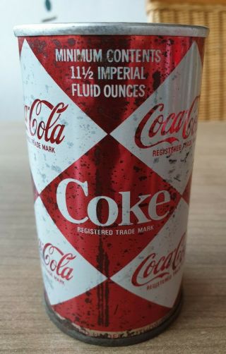 Coca Cola Can From England Uk.  Small Diamond Pull Top.  Version 1