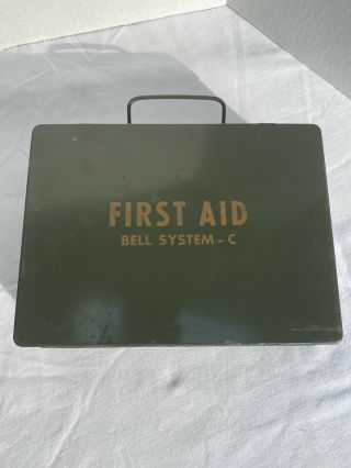 Vintage Bell System - C First Aid Kit Army Green Case Complete Directions