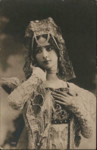 Rppc German,  Woman Dressed For Opera/theater? Real Photo Post Card 5,  5 Stamp