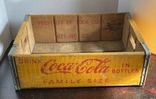 Vintage Wooden Coca Cola Coke Advertising Crate " Family Size " Bottles C.  1960